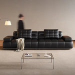 canapé d'angle cuir moderne forme marron noir salon grande capacité