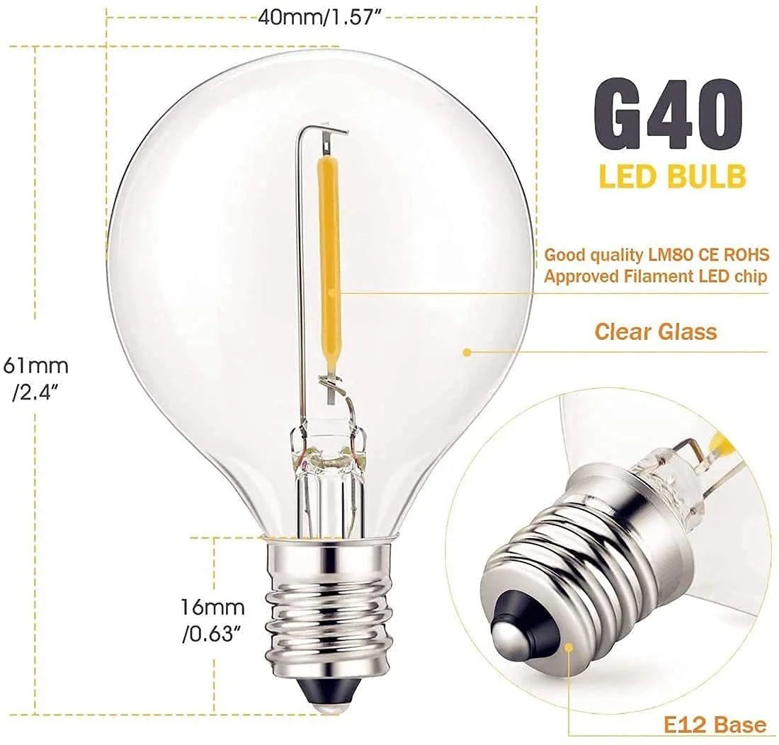 ampoules led transparentes opalescentes vintage filaments dorés base e12 249lm 3v 100v 240v 5pc