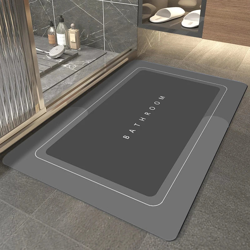 tapis bain super absorbant antidérapant moderne motifs géométriques gris living simple