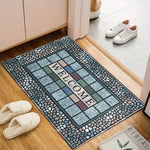 tapis d'entrée mosaïque fleurs bienvenue classique opaque durable extérieur intérieur moderne