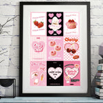 affiches kawaii girly moderne motifs fruits pompons tringle bois cartes décoratives rose rouge blanc