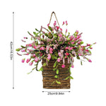 panier suspendu fleurs artificielles tressage fleur lavande rose vintage décoration entrée rustique contemporain chambre