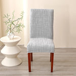 housse chaise moderne gris clair rayures horizontales verticales élastique polyester salle manger