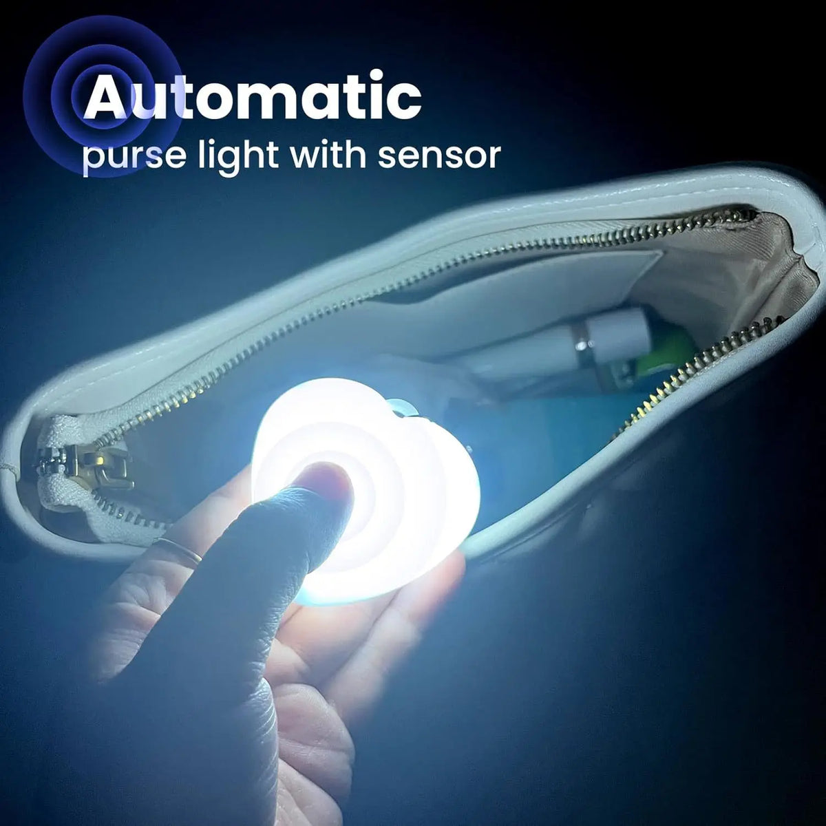 lampe sac main blanc coeur sensoriel led rechargeable ambre moderne compact chainette boucle