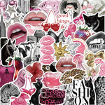 sticker moderne rose pop art lèvres poissons papillons animaux géométrique adhésif décoration créative