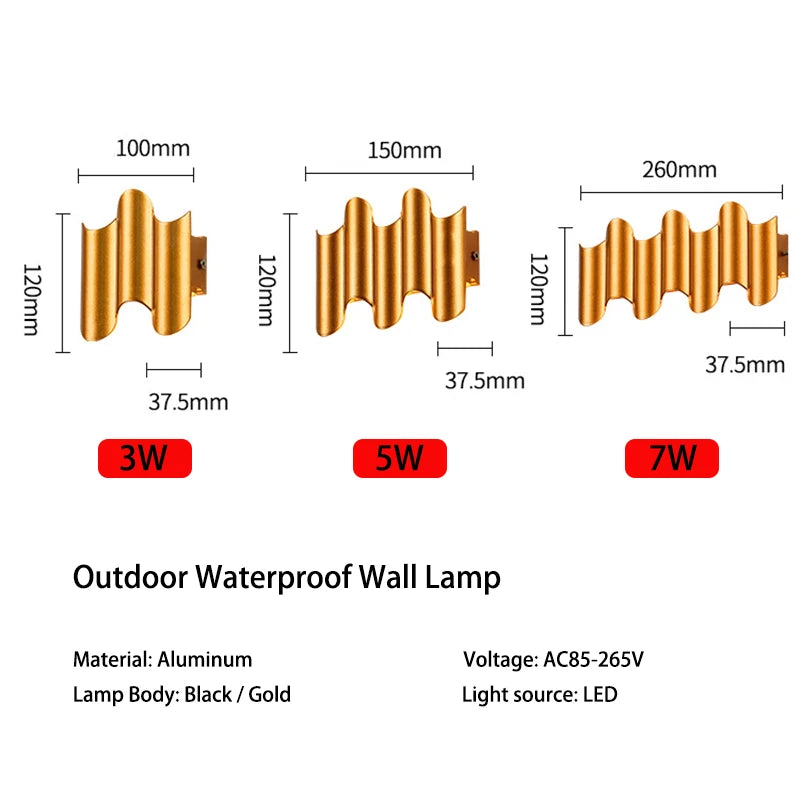 lampe murale moderne or noir contemporaine led extérieure aluminium fixations visées minimaliste