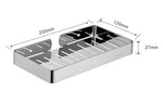 étagère salle bain moderne acier inoxydable argenté noir lisse brillante minimaliste