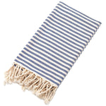 serviette plage rayée bleu marine sac dos coton polyester absorbant casual sportif