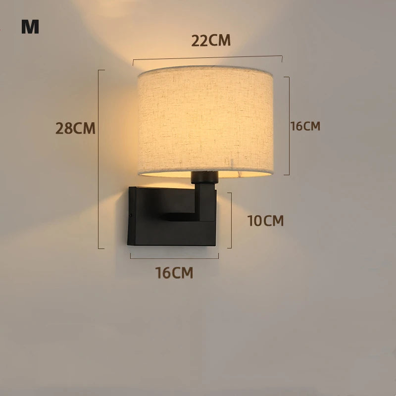 lampe murale moderne abat jour tissu noir blanc éclairage chambre salon entrée minimaliste