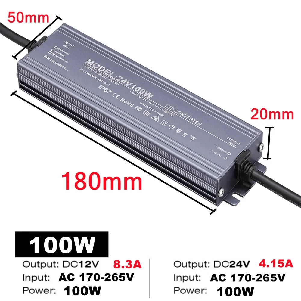 driver led étanche gris métallisé alimentation secteur 12v 24v éclairage extérieur