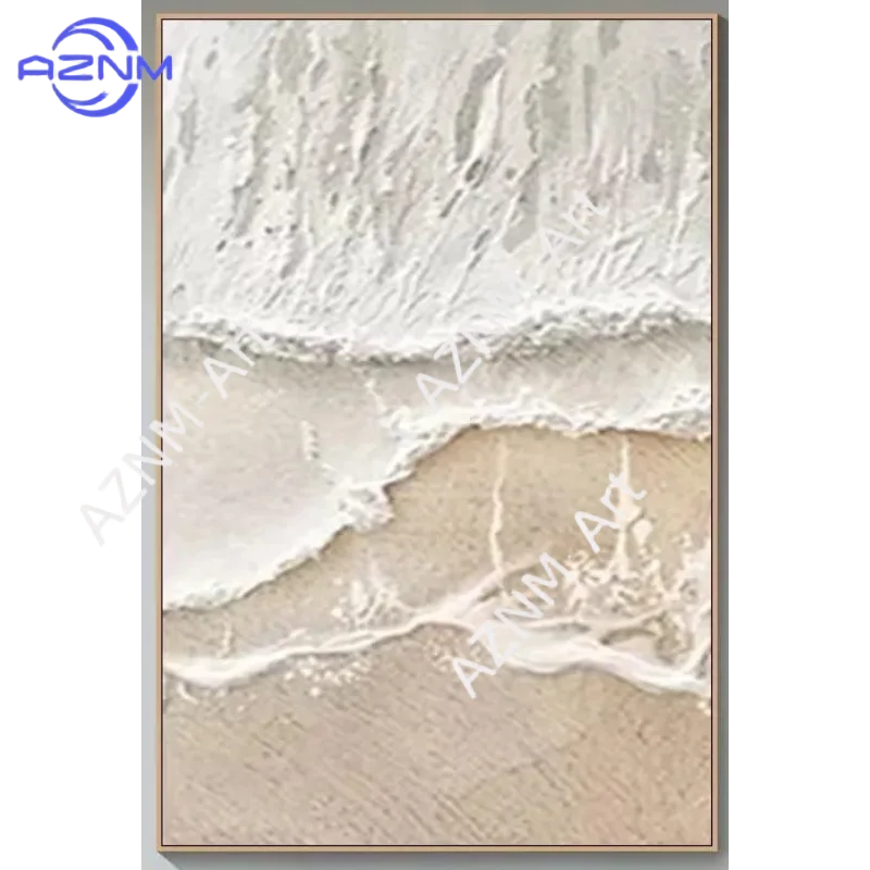 tableau mural abstrait vague plage beige texture sable art moderne décoration salon chambre salon