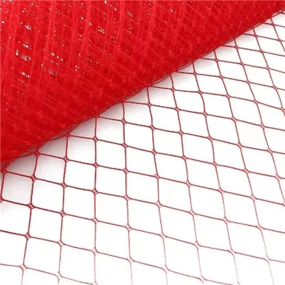 filet cage rouge maille régulière coiffure mariage accessoire cheveux fait main