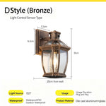 lampe murale extérieure hydrofuge bronze noir verre transparent classique fixations lumière led