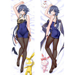 coussin animé personnages féminins bleu marine noir double face 40x120cm peachskin