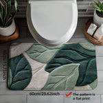 tapis bain vert feuilles moderne antidérapant rapide absorbant coton blanc gris