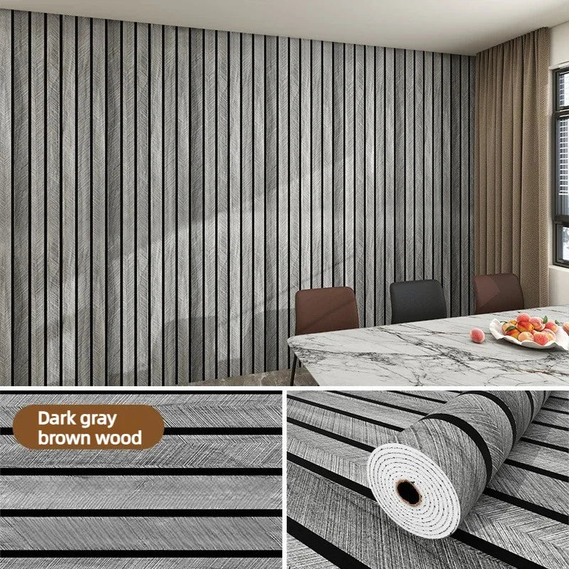 papier peint moderne rayures verticales beige clair noir adhésif pvc opaque décoration mur 300cm
