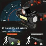 lampe frontale led pêche camping rechargeable aimant détachable modes éclairage bandana réglable