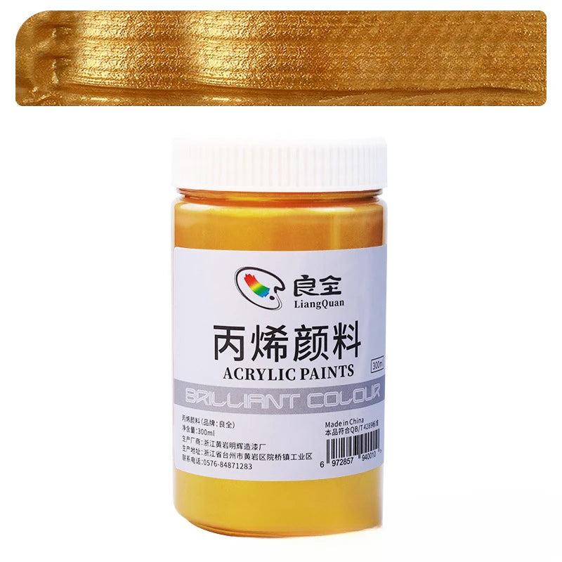 peinture acrylique métallique pigment or argent bronze 300ml art chinois restauration bouddha toile verre