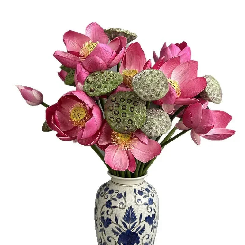 Bouquet fleurs artificielles lotus moderne rose vert blanc intérieur décoration maison mariage