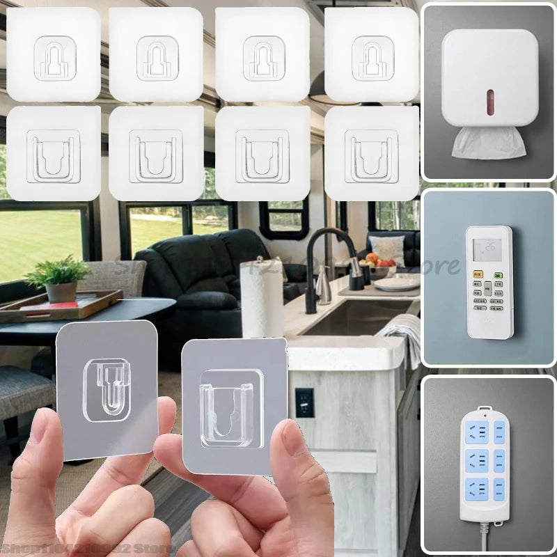 crochet adhésif transparent moderne kitchenette salle bain organisateur hooks self adhésif transparent