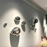 décoration murale moderne boules argent dorées fixations set intérieur