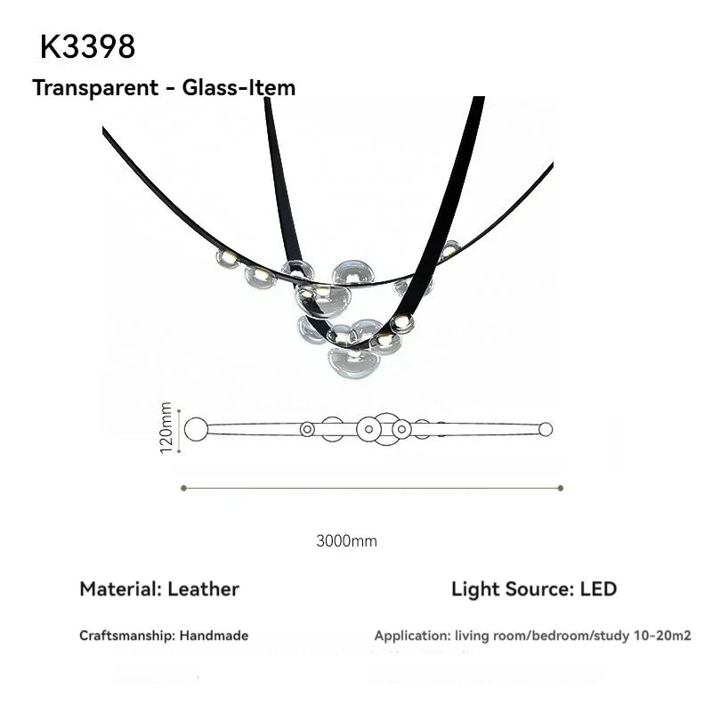 lustre suspension moderne minimaliste noir transparent doré globes organiques chambre salon