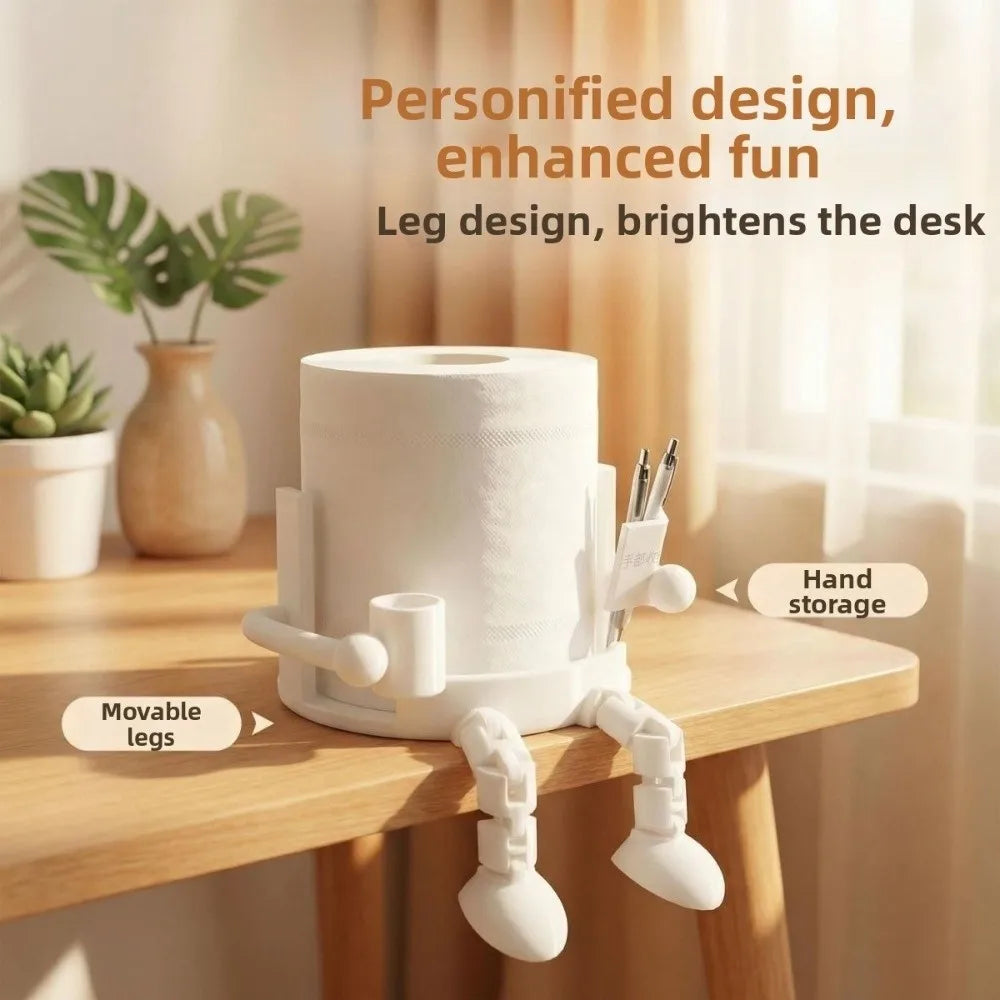 porte papier toilette décoratif blanc noir imprimé 3D ludique pieds articulés