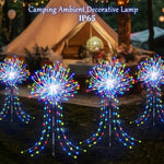lampe solaire feu d'artifice multicolore blanc chaud extérieure ambiance festive nocturne jardin patio