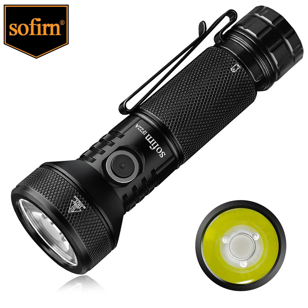 lampe torche led rechargeable 2100lm noire texturée moderne résistante autodéfense usb