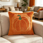 taies d'oreiller citrouille orange beige motifs imprimés jacquard doux polyester opaques maison