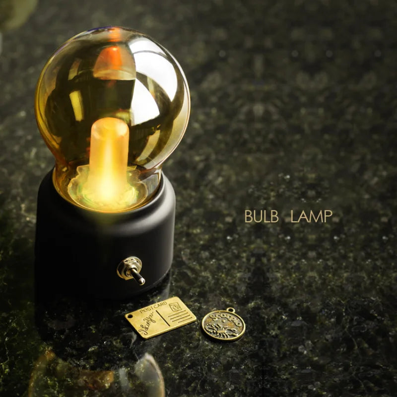 lampe ampoule led rechargeable veilleuse boule transparente noir doré vintage moderne chambre