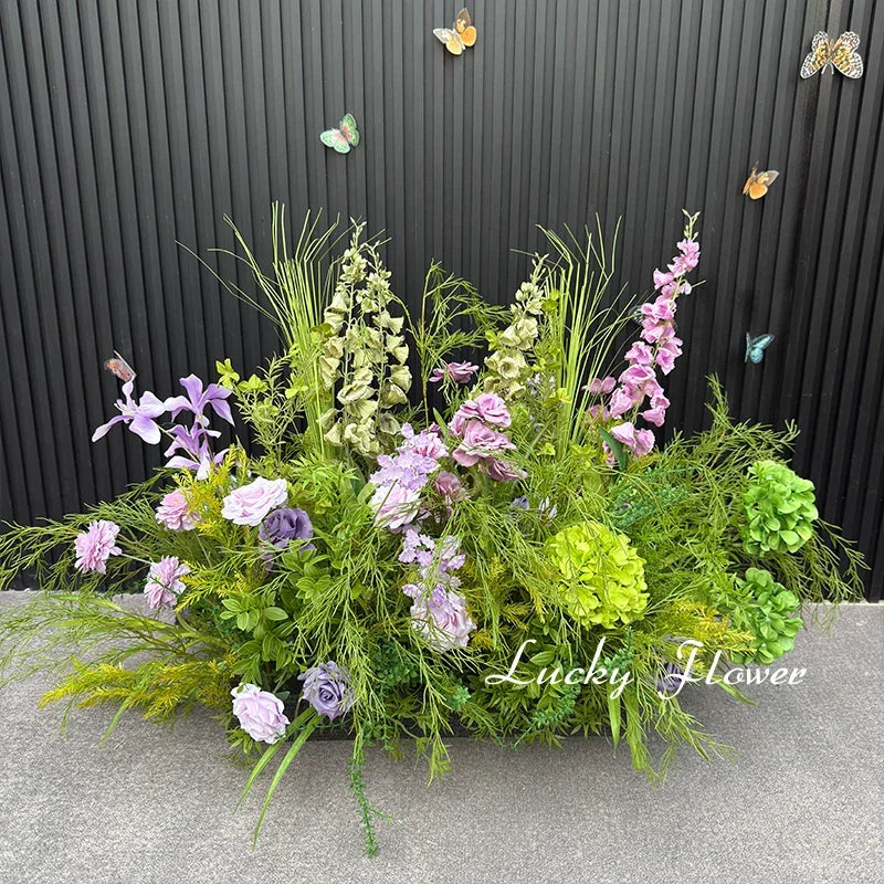 décoration murale naturelle composition florale variée couleurs vives rustique bienvenue mariage