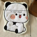 serviettes suspendues kawaii pandas ours pelucheuses brodées toilette enfantine blanc marron rose