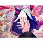 tapis jeu animes fleurs cerisier rose blanc violet fond uni opacité