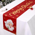 table noël chemin rouge blanche doré père noël flocons merry christmas festive