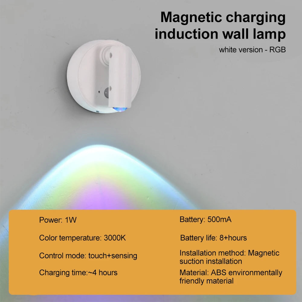 projecteur spot lumineux rechargeable led aimanté moderne noir blanc minimaliste port usb type