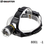 lampe frontale led rechargeable tissu points blancs mode highlight flash trois réglages ceinture ajustable