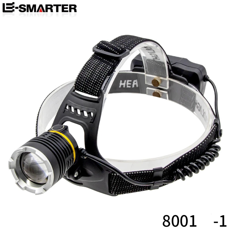 lampe frontale led rechargeable tissu points blancs mode highlight flash trois réglages ceinture ajustable