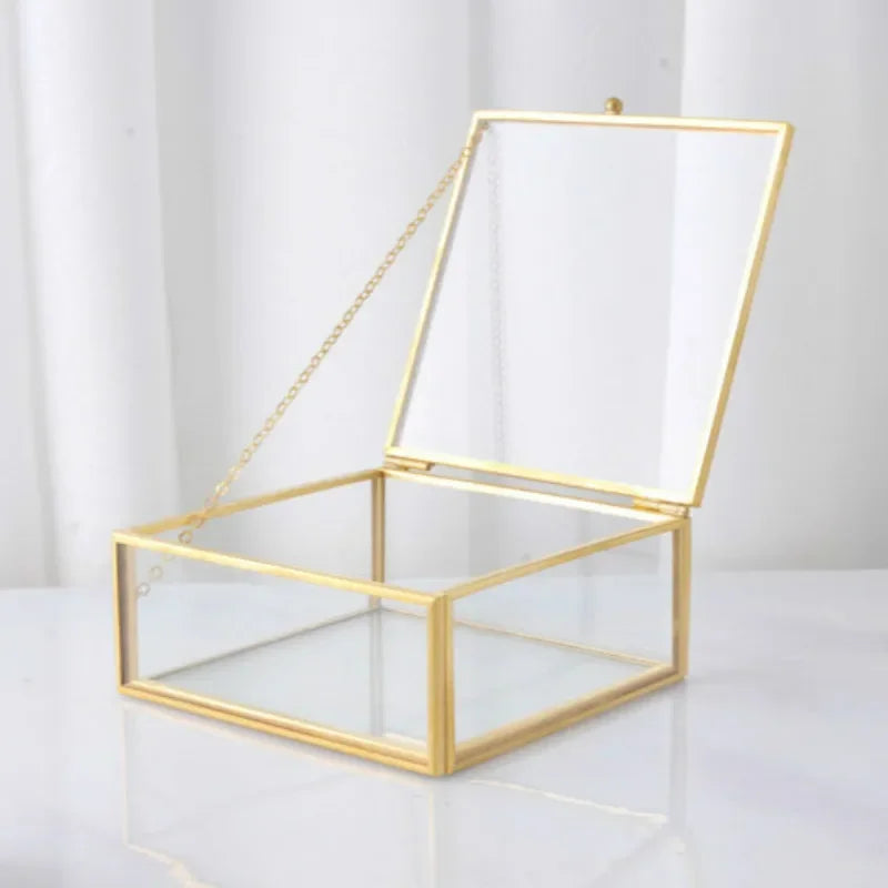Boîte à bijoux en verre carrée noire