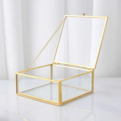 Boîte à bijoux en verre carrée noire
