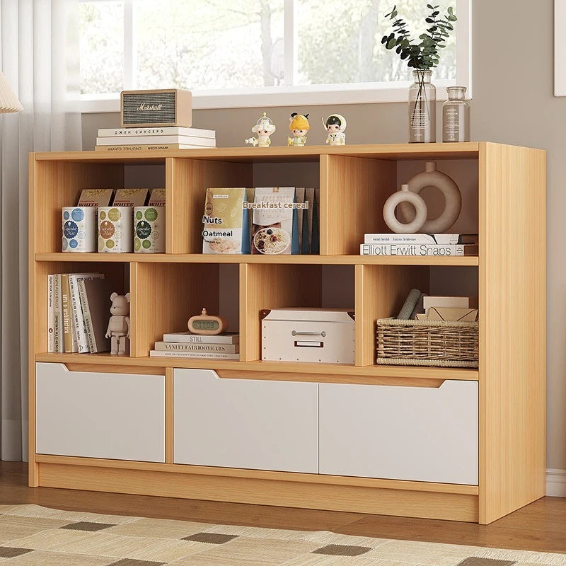 meuble rangement bois naturel blanc moderne buffet grande capacité multifonctionnel salon maison