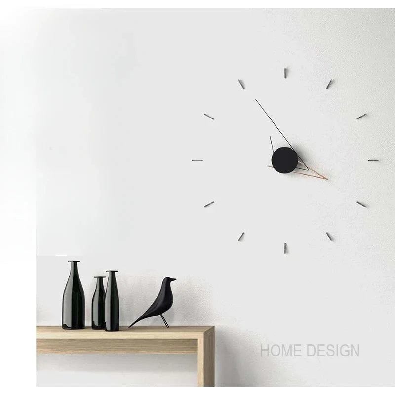 horloge murale minimaliste moderne noire géométrique scandinave silencieuse deco