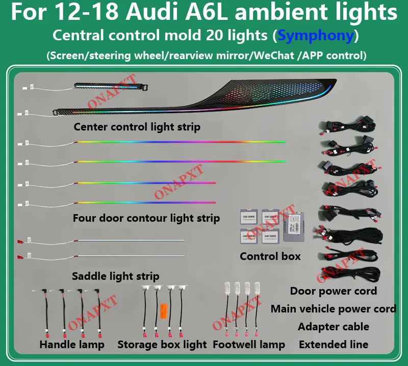 kit éclairage led ambiance intérieur voiture audi a6 a7 bandes lumineuses décoratives multicolores