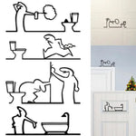 décoration murale minimaliste autocollant silhouette wc douche noir