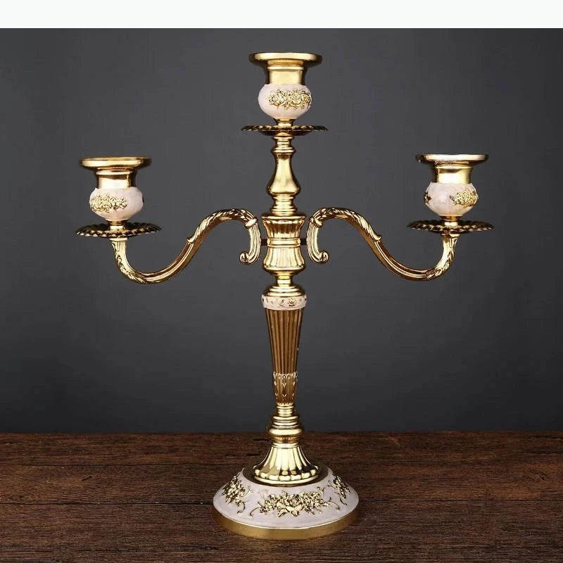 bougeoir cinq branches ornements floraux argent doré bronze classique décoration intérieure porte chandelle SUPPORT