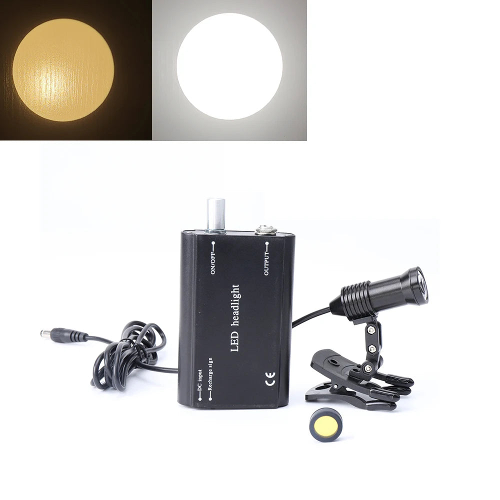 lampe frontale led dentaire chirurgicale filtre jaune pince loupes dentaires