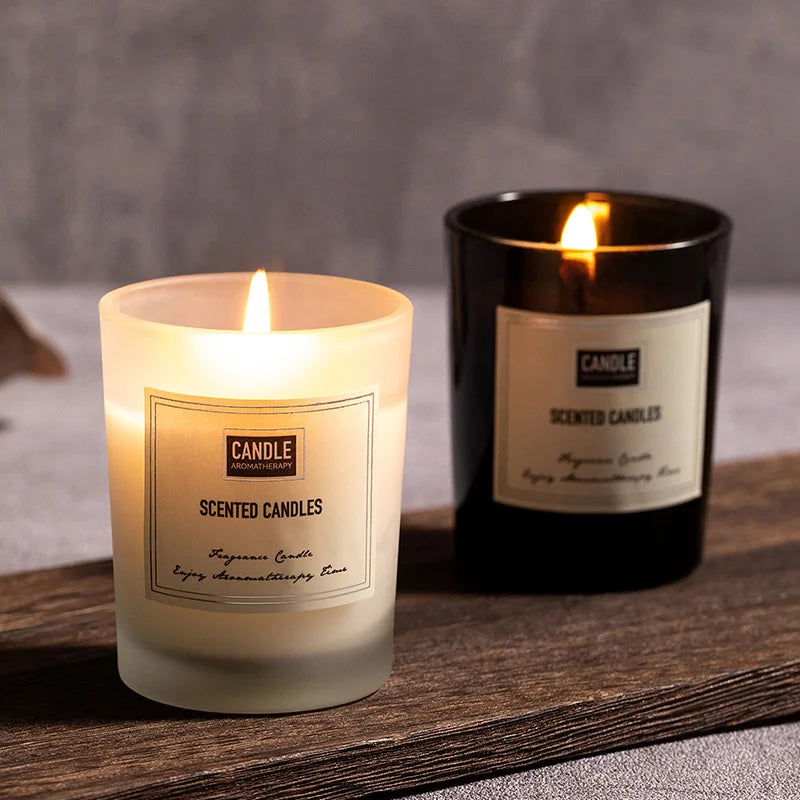 bougies parfumées aromathérapie cire soja blanc noir moderne minimaliste sans motif parfum durable decoration