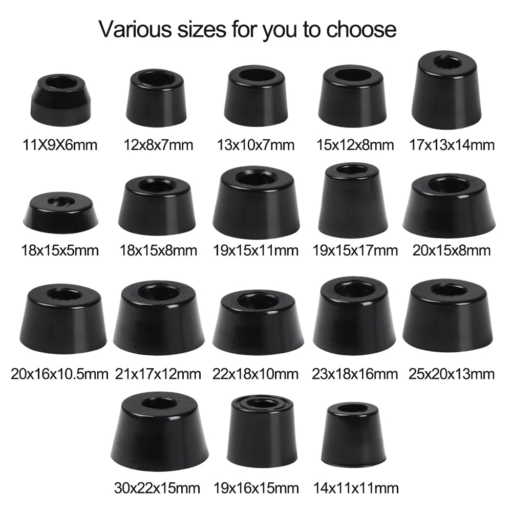 pieds meubles noirs ronds lisses modernes 10 pièces différentes tailles