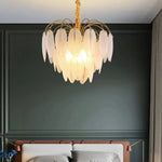 lampe suspendue moderne feuilles doré blanc translucide éclairage intérieur élégant semi encastrée