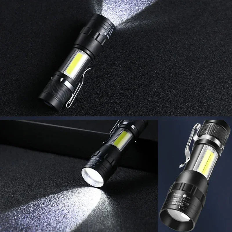 torche rechargeable led portable 6w 1800 lumens zoom étanche noire